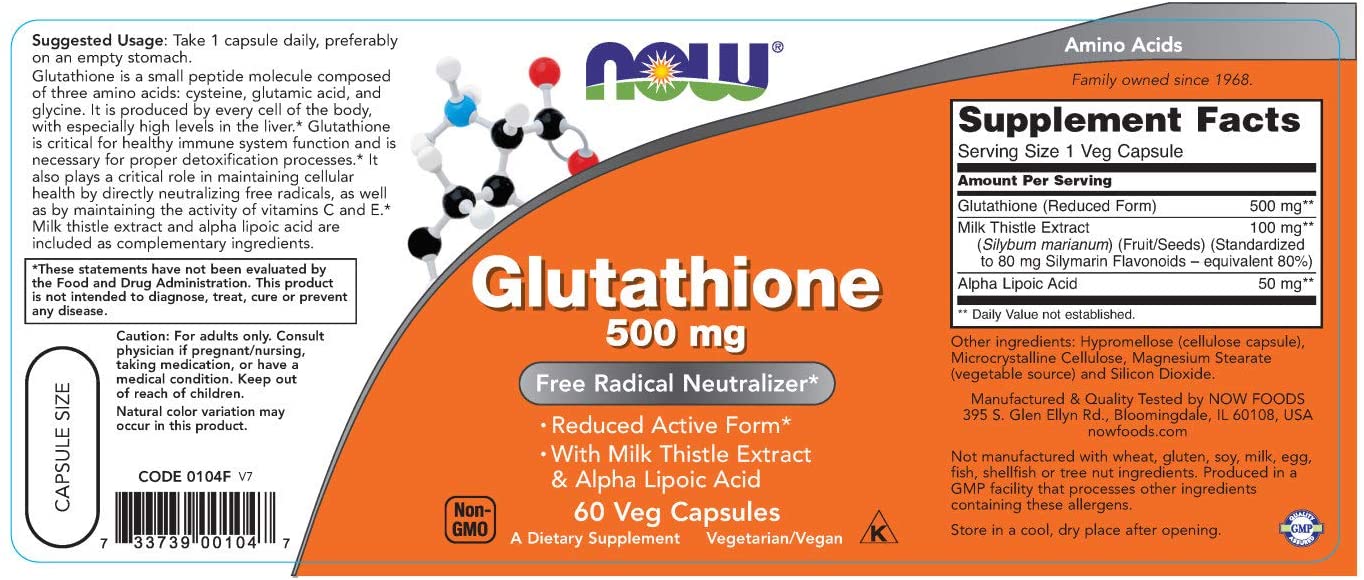 Buy Now Glutathione 500 Mg Capsules 60'S at Oriana Pharmacy